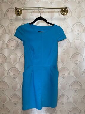 H&M Bright Teal Short Sleeve Sheath Dress